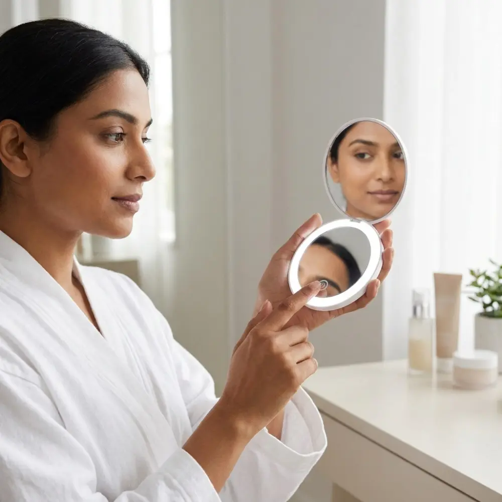 portable mirror for makeup with led light